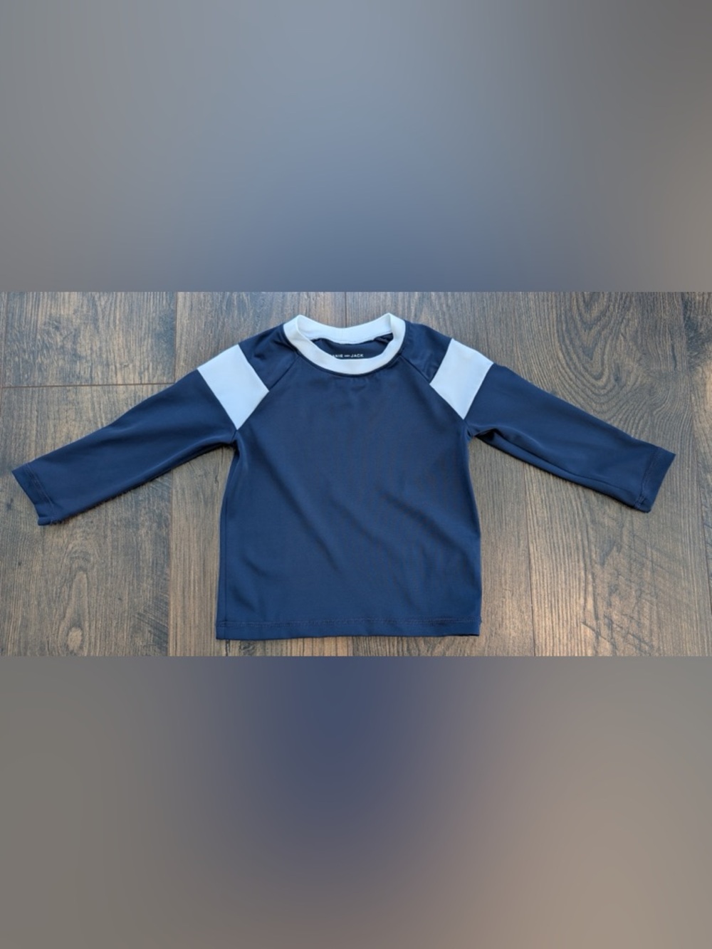 Janie and Jack Rashguard Navy and White 12-18 Mos